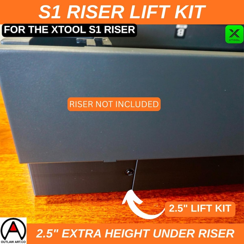 XTool S1 Riser Lift Kit – 2.5" Extra Height, 3D Printed 画像 4
