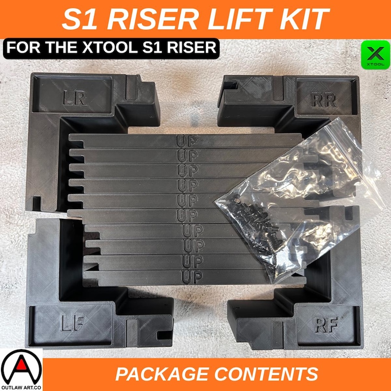 XTool S1 Riser Lift Kit – 2.5" Extra Height, 3D Printed 画像 7