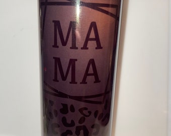 Mama cheetah print tumbler