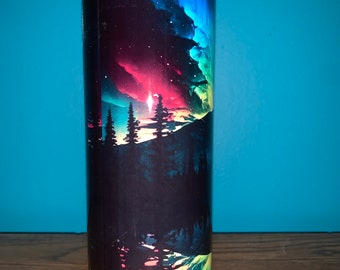 neon northern lights tumbler