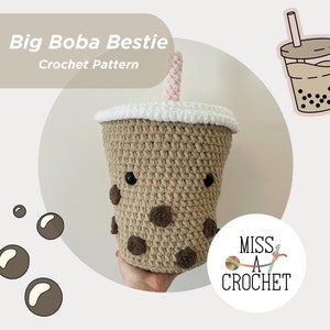 PATTERN Big Boba Bestie crochet pattern, amigurumi crochet boba pattern, PDF Digital Download, Boba Milk Tea