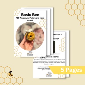Pode incluir: Um padr&atilde;o de croch&ecirc; para um amigurumi de abelha b&aacute;sica. O padr&atilde;o est&aacute; dispon&iacute;vel para download em PDF e inclui um tutorial em v&iacute;deo. O padr&atilde;o &eacute; apenas para uso pessoal e o produto acabado pode ser vendido com cr&eacute;dito ao designer.