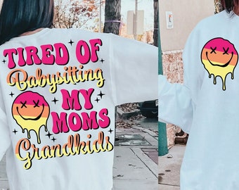 cansado de cuidar a mis mamás nietos svg, png sarcástico divertido, diseño de sublimación retro, humor adulto, vida divertida de mamá png, png retro de moda