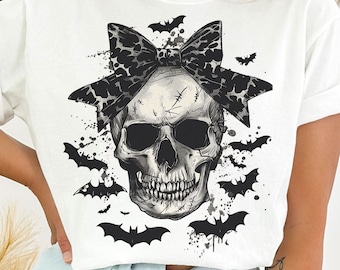 Kokette Bogen Schädel Png Design, Halloween Png, Geschenk für sie, Halloween-Schädel, Halloween Kokette Bogen Sublimation, Halloween PNG Sublimation
