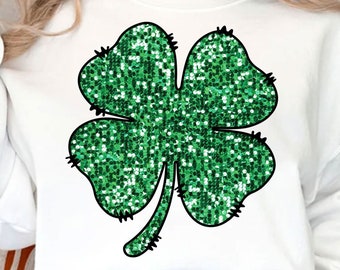 Faux Sequins Lucky Shamrock PNG Design, St Patricks Day Png, Lucky Sublimation, Shamrock Png, Png Sublimation Design, Digital Download