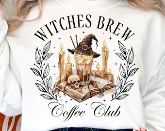 Witches Brew Coffee Club Png, Witch Png, Halloween Png, Spooky Season, Retro Halloween Png, Trendy Halloween, Fall Png, Sublimation Designs