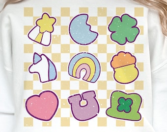Checkered Lucky Charms PNG, St Patrick's Day Png, Magically Delicious, Lucky Charm, Shamrock Png, Png Sublimation Designs, Digital Download