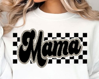 Checkered Mama Leopard Print PNG, Trendy Mama Png, Retro Mama Png, Mama Png, Funny Mama Png, Mama Sublimation Designs, Digital Download