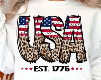 Leopard USA Est. 1776 PNG, 4th of July Png, Fourth Of July Png, USA Png, America png, Independence Day Png, America Sublimation Designs