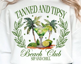 Tanned and Tipsy Beach Club Png, Summer Png, Trendy Summer Design, Beach Png, Retro Summer Png, Summer Aesthetic Png, Sublimation Designs