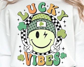 Lucky Vibes PNG, Patrick's Day For Boy Girl Kids, Retro Groovy Patricks Day Png, St Patricks Day Png, Sublimation Designs, Digital Download