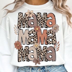 Leopard Mama Flower PNG, Retro Mama Png, Mama Png, Groovy Boho Sublimation, Png, Mama Shirt Design, Mother's Day Png, Sublimation Designs