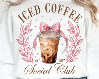 Iced Coffee Social Club Png, Trendy coffee png, Coffee Lover Png, Retro Coffee Png, Coquette Png, Coffee Png, Mom Png, Sublimation Designs