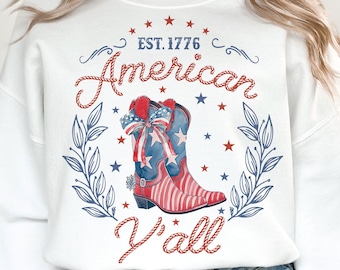Amerika Y'all PNG, Kokette 4. Juli Png, Western Png, 4. Juli Png, Western 4. Juli, Amerika Png, 4. Juli, Sublimationsdesign