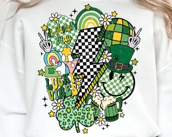 Retro St Patrick's Day Png, Saint Satricks Day, Lucky Sublimation, Clover Png, Shamrock Png, Png Sublimation Designs, Digital Download