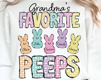 Grandma's Favorite Peeps Easter PNG, Easter Peeps Png, Grandma Easter with grandkids name, Easter Day PNG File, Retro Easter Png