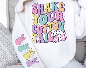 Shake Your Cotton Tail SVG PNG, Funny Easter Svg, Easter bunny Svg, Retro Easter Png, Easter Shirt, Digital Download, Sublimation Designs