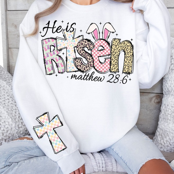 He is Risen PNG, Matthew 28:6, Easter png, Easter Christian Png, Christian Png, Sleeve Design, Easter Christian Sublimation Designs Download