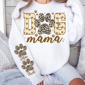 Dog Mama léopard Sleeve Design PNG, amoureux des chiens Png, Dog Mama Png, Mom Life Png, Sublimation maman, maman Png, modèles de sublimation