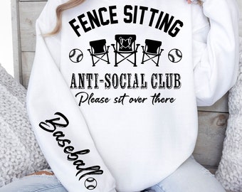 Hek zitten anti sociale honkbal SVG PNG, grappige honkbal SVG, honkbal moeder SVG, honkbal SVG, honkbal Mama SVG, honkbal seizoen SVG