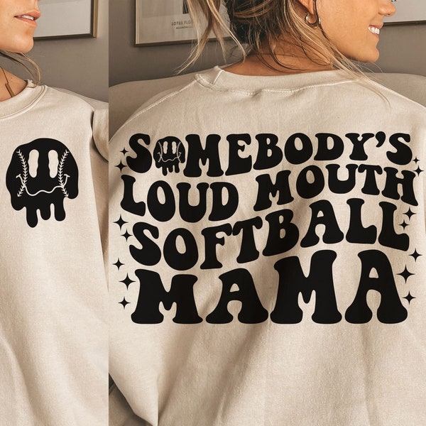 Somebody's Loud MOUTH Softball Mama Melting Smile png/svg - avant et arrière, softball mama svg, softball svg-png, Somebody's Loud