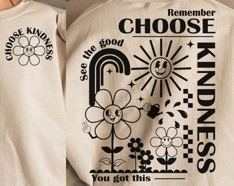 Choose Kindness SVG PNG, svg cut files for Cricut, Self love svg, Inspirational svg, Kindness svg, tshirt svg, boho svg, front pocket svg