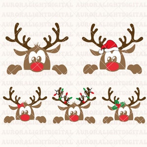 Rendieren SVG - kerst SVG - rendieren gezicht SVG - schattige rendieren rode neus, kerst rendieren gezicht Svg, herten Svg, rendieren Clipart