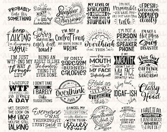 Sarcastic Svg Bundle , Sarcastic Svg Files, Funny Quotes Svg, Dxf Eps Png, Silhouette, Cricut, Cameo, Digital, Sarcasm Svg, Shirt Bundle