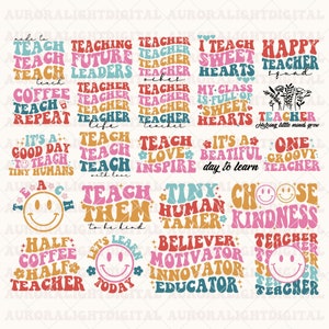 RETRO TEACHER SVG Bundle, School svg, Teach Svg, Back to School svg, Teacher Gift svg, Teacher Shirt svg, Cut Files for Cricut,teacher qoute