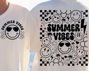 Summer Vibes SVG, Retro Summer Svg, Groovy Summer Vibes cara sonriente png, Summer Svg, Beach Svg, Groovy Svg, Smiley face Svg, Trendy Svg