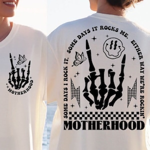 Mutterschaft eines Tages rocke ich es SVG-png, Retro-Mutterschafts-Sublimationsdesign, trendiges Vorder- und Rückseitedesign, lustiges Mutterschafts-Rock-Skelett png