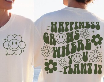 Happiness grows where you plant it svg and png, trendy svg, inspirational svg, positive svg, trendy sublimation, hippie svg, boho svg png