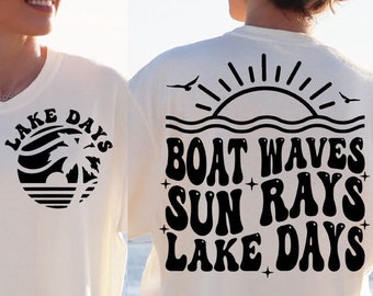 Boot Wellen Sonnenstrahlen See Tage svg, See Leben svg, Sommer See svg, See Urlaub svg, Sommer See Png, See Tage svg, See Shirt svg