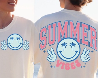 Retro Summer Vibes SVG, Retro Summer Svg, Groovy Summer Vibes, Summer Svg, Beach Svg, Groovy Svg, Smiley face Svg, Trendy Svg
