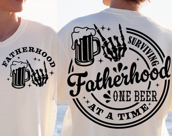 Surviving fatherhood one beer at a time svg, Father's Day svg, Funny Dad svg, Birthday Dad svg, Dad svg, Vintage birthday svg