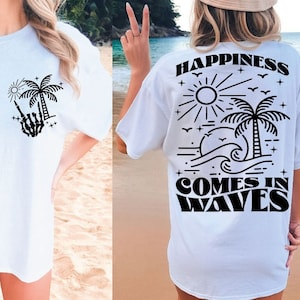 Geluk komt in golven SVG, Summer Shirt Svg, Positive Svg, Waves Svg, Beach Svg, Summer Vacay Vibe svg, Png
