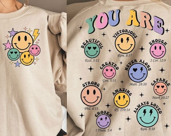Sie sind Bibel Vers SVG / png, christliches Sublimationsdesign, Retro Smiley png, inspirierend, religiöses Design, Motivation png