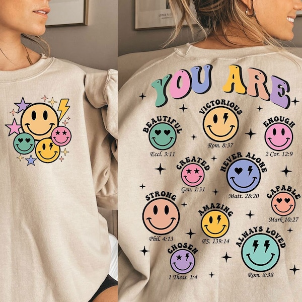 You are bible verse SVG / png, Christian sublimation design, retro smiley face png, inspirational, Religious design, motivation png