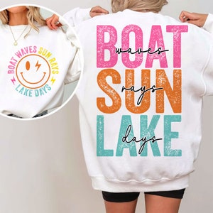 Boot golven zonnestralen Lake dagen PNG, zomer Png, Retro zomer Png, Hallo zomer Png, strand Png, Retro zomer sublimatie ontwerpen downloaden