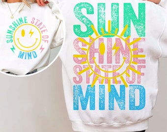 Sunshine State Of Mind PNG, Retro Summer Sublimation, Popular Trendy Summer, Sunshine Png, Preppy Summer Design Png, PNG Sublimation