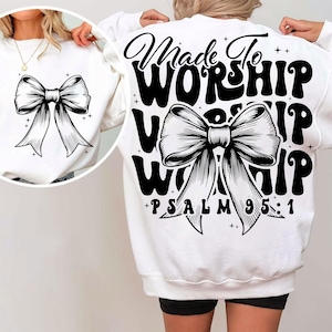 Made To Worship Svg Png, Retro Christian Shirt Coquette Bible Verse Svg Citazioni, Detti, Svg Ispirazionale, Taglio Motivazionale, Disegni Cricut