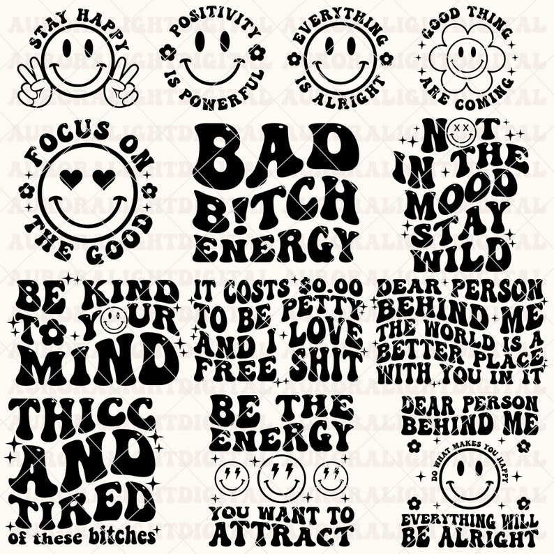 Groovy svg, Bündel, Boho svg, Hippie svg, ästhetische svg, inspirierende svg, motivierende svg, trendige svg, Retro svg, svg-Dateien gewellter Text svg Bild 2