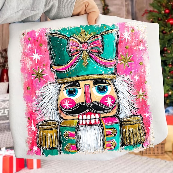 Preppy Brushstroke Glitter Nutcracker Png, Merry Christmas Png, Brushstroke Christmas png, Y'all are Nuts Png, Tis the Season, Colorful Png
