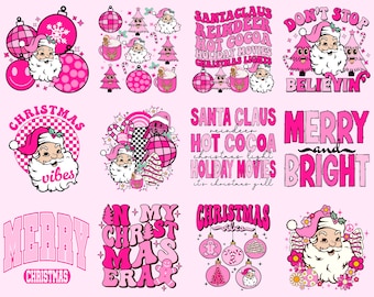 Retro Pink Christmas PNG Bundle, pink Christmas png, Christmas Png, christmas shirt design, PNG Bundle, Christmas Sublimation Designs