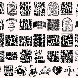 36 Retro Christian SVG Bundle, religiöses svg, Schrift svg, Bibel-Vers-Svg, Jesus-Svg, Gott-Svg, Glaube-Svg, Kreuz-Svg, Schnittdateien für Cricut