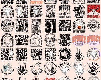 50 retro Halloween SVG bundel, Halloween clipart, Ghost Svg, Halloween shirt Svg, hippie Svg, retro Svg, Svg bundel, sublimatie ontwerpen