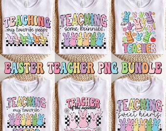Retro Easter Teacher PNG Bundle, Teacher Png, Easter Png, Easter Bunny Png, Retro Easter Png, Easter Sublimation Design, Png Bundle