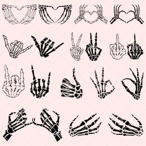 Scheletro mani SVG Teschio Scheletro mano Halloween SVG Cremagliera Mano Svg Dito medio SVG Cricut Cut Files Download immediato