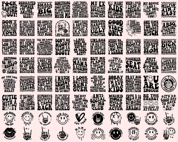 80 Groovy svg, bundle, boho svg, hippie svg, aesthetic svg, inspirational svg, motivational svg, trendy svg, retro svg, svg files wavy text