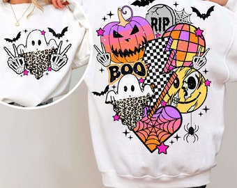 Retro Halloween png, Halloween smiley face png, Halloween sublimation design, spooky vibes png, pumpkib png, digital download png